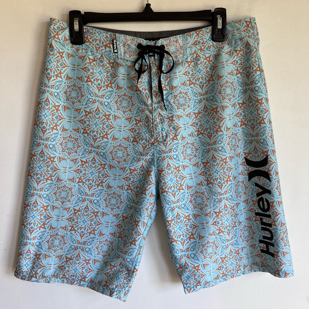 Hurley Surf Brand Surfing Board Shorts Men 31 Blue And Brown Design